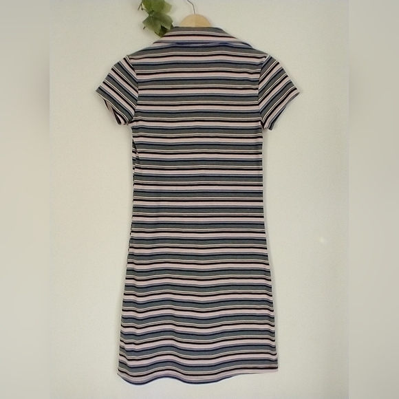 So 90's Y2K Grunge Striped Collared Midi Dress Size Small - Picture 10 of 11